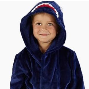 Pottery Barn Kids shark robe size 4-6 and Gap Kids shark slippers